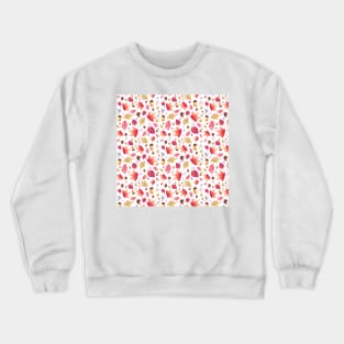 Botanical Watercolor Autumn Pattern On White Crewneck Sweatshirt